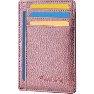 3 x Travelambo Slim Wallet Front Pocket Minimalist Leather RFID Blocking Medium Size