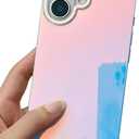 KERZZIL Cute Rectangle Edge Compatible with iPhone Case, Slim Colorful Holographic Glossy Soft TPU Protective Durable Cases Cover for Women Girls(Blueray, 17)