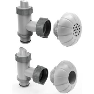 Above Ground Pool Parts, Plunger Valves for Pools Replacement Parts, Pool Pump Part with On Off Plunger Valves, 1.5" Outlet Strainer & Inlet Nozzle, Pool Hose Adapter for Sand Pump