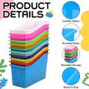 Jinei 24 Pack Multicolor Book Bins for Classroom Bulk Confetti Book and Binder Holders with Name Labels Assorted Color Plastic Classroom Organization Basket Box Teacher Storage Bins for Home Office