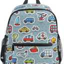 OREZI Cute Kids Back Pack Cartoon Cars Transport Pattern Todder Backpack Lightweight Preschool Kindergarten Book Bag Practical and Durable Daycare Bag for Travel,Toys