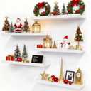 RICHER HOUSE 5 Set White Floating Shelves, Wall Mounted Shelves for Wall Decor, Modern Picture Ledge Shelf with Lip for Storage Nursery, Bedroom, Living Room, Bathroom - White