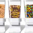 Cereal Dispenser Countertop, 5L Cereal Containers Storage Dispenser for Pantry, Large Dry Food Cereal Dispenser, Not Easy to Crush Cereal, Can Hold Oatmeal, Candy, Snack, Grain, Pet Food (White, 3Pc)