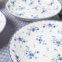 fanquare 8 Inch Porcelain Salad Bowls Set of 4, Round Floral Plates Set for Soup, Pasta, Dessert, Fruit