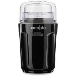 Proctor Silex Sound Shield Electric Coffee Grinder for Quiet Grinding, Stainless Steel Blades, Beans, Spices and More, 12 Cups, Black (80402)