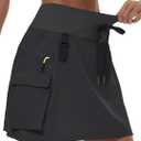 Women's Hiking Cargo Skort Skirt High Waisted Golf Dressy Casual with Zipper Pockets Workout Sport Quick Dry Skirts (X-Large, Black)
