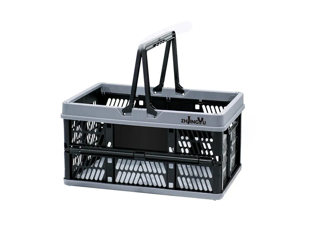 collapsible crates for storage,plastic baskets for organizing,collapsible shopping basket,20L foldable crate with Handles,car storage crate,crate for Kitchen,Bathroom,Medicine,Milk (Black, M)