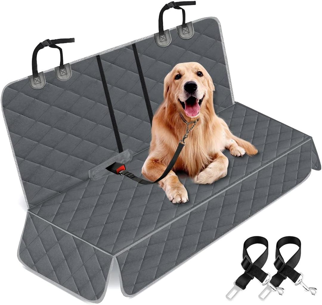 Yuntec Dog Car Cover for Back Seat Pet Protector Waterproof Bench Car Seat Cover, Nonslip Rear Seat Cover fits Middle Armrest for Most Cars Trucks SUVs - Grey
