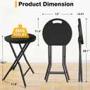 TAVR Furniture Portable Folding Chair with Handle, Heavy Duty Round Fold Stool Chair with 500lbs Capacity for Adults, 18 Inch Foldable Stool for Dorm, Kitchen, Vanity, Church and Outdoor use, Black, 2 Pcs 18-Inch