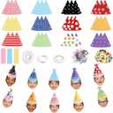 192 Pcs DIY Face Banner Kit Colorful Birthday Party Accessories Hat Assorted Pompoms Bow Fun and Personalized Party Supplies for Birthday Baby Shower Bridal Shower