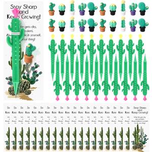 Sinload 40 Sets Graduation Appreciation Gifts Cactus Mechanical Pencils Erasers and Positive Cards Emotional Inspirational Pen Graduation Gifts for Office Employee Coworkers Teacher Nurse