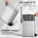 TIPGO Slim Bathroom Trash Can with Lid Soft Close, Step Pedal, 6 Liter / 1.6 Gallon Stainless Steel Trash Bin, Small Garbage Cans for Bedroom, Office, Kitchen (Silver)