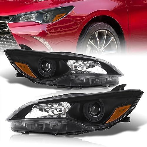 AJP Distributors Front Driving Projector Headlights Halogen Headlamps Bumper Head Lights Signal Lamps Assembly Pair Set LH+RH Driver Passenger Compatible/Replacement For Camry 2015 2016 2017 15 16 17