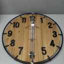 Large Old Town Farmhouse Wall Clock 24 Inch Rustic Antique Wood with Metal Circle and Large Numerals Silent Battery Operated Wall Clock for Office Kitchen Bedroom Living Room (Brown)