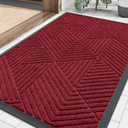 Smiry Front Door Mat Outside Entrance, Heavy Duty Sturdy Natural Rubber Doormat, Trap Dirt and Moisture, Easy Clean Low Profile Welcome Floor Mats for Indoor Outdoor Entry, 35X23 Inch, Wine Red