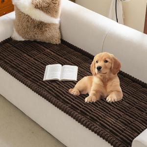 MYSKY HOME Couch Covers for 3 Cushion Sofa Pet Friendly, Couch Cover for Dogs, Sofa Covers for Pets Washable, Soft Non-Slip Sofa Slipcovers Furniture Protector Covers, Chocolate, 27.6" x 70.9"