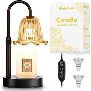 Candle Warmer Lamp with Timer Dimmer, House Warming Gifts New Home Decor, Valentines Day Easter Basket Birthday Gifts for Women Mom, Vintage Wax Warmer for Scented Wax Jar Candles with 2 Bulbs