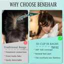 Benehair Clip on Bangs Real Human Hair with 360 Full Coverage, 3D Air Bangs for Daily Wear, Natural Seamless Fit for Women Natural Black