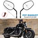 Handlebar Mount Mirrors,Left & Right Side Long Stem Rearview mirrors for 1982-2024 Harley Models,for CVO Dyna Electra Glide Road Glide Road King Softail Street Glide Sportster 1200 883,Black