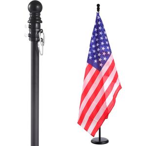 iElyiEsy 6FT Indoor Flagpole Kit with Black Ball Topper, Sectional Flag Pole with Round Base Stand, Premium Aluminum Pole Heavy Duty Flag Pole, Office, Hall, Pack of 2
