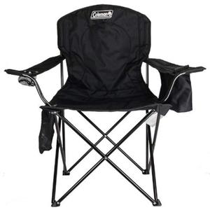Coleman Portable Quad Camp Chair with 4-Can Cooler, Cushioned Seat & Back with Side Pockets & Cup Holder, Carry Bag Included (Black)