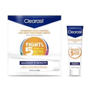 Clearasil Stubborn Acne Control 5in1 Spot Treatment Cream, 1 oz (1 Ounce (Pack of 1))