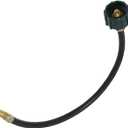 Flame King 18-inch Pigtail Hose Connectors, 1/4" Male Inverted FLARE (NOT NPT) for RV, Van or Trailer, Propane Tank 2-Stage Auto Changeover Regulators, Black/Green