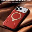 TORRAS Organic Leather for iPhone 17 Pro Case with Stand, Fit for Magsafe, 360 Spin Kickstand with Camera Control, Premium Leather Durable Stylish Q3 VegSkin for iPhone 17 Pro Phone Case, Crimson Red