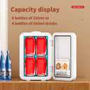 Mini Fridge for Bedroom - 8 Liter/8 Can Portable Refrigerator for Car, Office, Dorm - Quiet Cooler & Warmer for Food, Drinks, Makeup & Skincare - AC/DC Power Supply