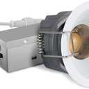 Adetu 2 Inch 5CCT White LED Recessed Ceiling Light with Junction Box, 2700K/3000K/4000K/5000K Selectable, CRI90, 8W COB, 780LM, Dimmable Canless IP65 Waterproof Downlight-ETL&FCC (White, 5 Pack)