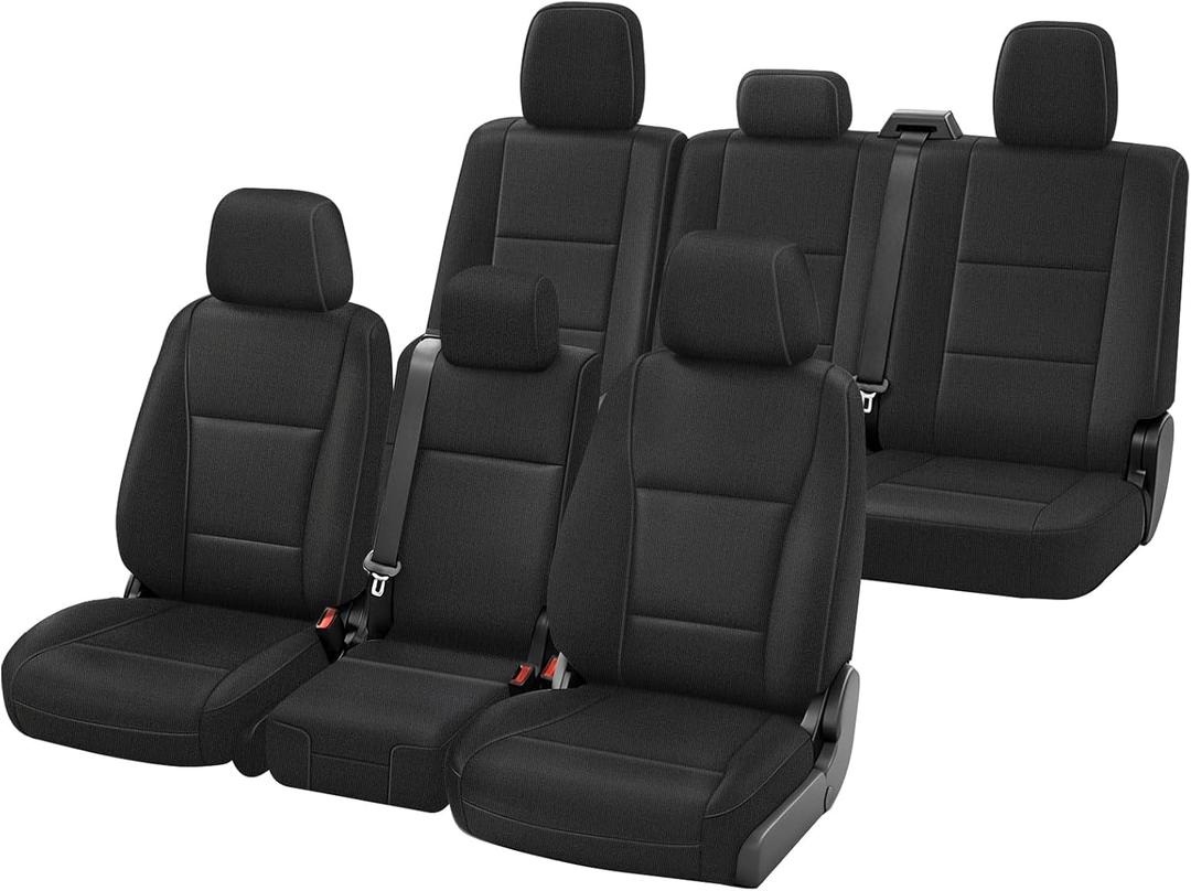 SAPUBK Full Sets Seat Covers Replace for 2015-2026 Ford F150 F250 F350 CrewCab Front 40/20/40 and Rear 60/40 Split Seat, Premium Neoprene with Composite Soft Foam Lining Breathable Seat Cover Cushion
