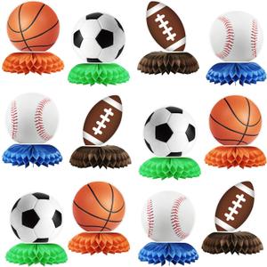 12Pcs Sports Birthday Party Decorations, Sports Theme Party Supplies Sports Party Decor, Sports Birthday Gifts Football Basketball Sports Decorations, Suitable for Boys Who like Sports as Event Decor