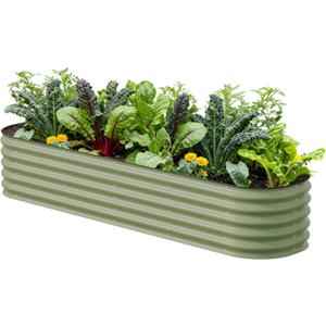 Vego garden Raised Garden Bed Kits, 17" Tall 9 in 1 8ft X 2ft Metal Raised Planter Bed for Vegetables Flowers Ground Planter Box-Olive Green