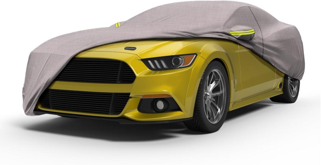 Seal Skin Covers Waterproof Car Cover for Sedan, All Weather UV Protection, Windproof Straps, Dustproof, Soft Cotton Lining, Outdoor Automobile Cover with Mirror Pockets(209"-218" L X 59" H)