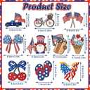 Leinuosen 50 Pcs 4th of July Wooden Ornaments for Tree 250th Anniversary Patriotic Hanging Ornaments Independence Day America Memorial Day Star Gnome Truck Wood Cutout Decor for Patriotic Party Decor