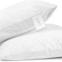 Digital Decor 100% Cotton Queen Size Hotel Pillows, U.S. Made Hypoallergenic Pillows with Down Alternative Fiber Fill, Set of 2, Three Comfort Levels, (Soft, Medium, Firm) Soft