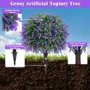 Grooy Artificial Boxwood Topiary Ball with Lavender, Set of 2 Artificial Shrub Bushes with Ground Spike, UV Resistant Fake Evergreen Plant Tree for Porch Outdoor Planters Indoor Valentine's Day