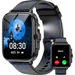Smart Watch for Kids Boys Age 5-12, Ai Functions Games HD Touch Screen Watches with Video Camera Music Player Pedometer Heart Rate Sleep Tracker Christmas Birthday Gifts for Boys (Black, 1.85")