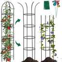 100% Metal Garden Obelisk Trellis for Climbing Plants Outdoor, 6.6ft Tall Metal Plant Support with Garden Twist Tie for Tomato Cucumber Pea Ivy Vines Rose Clematis Potted Plant Trellis 1 Pack