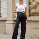 G4Free EverGoing Maternity Pants Over the Belly Yoga Dress Work Stretchy Lounge Pregnancy Wide Leg Trousers with Pockets (L)