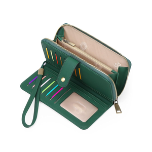 Wallet for Women Clutch RFID Blocking Wristlet Leather Purse Large Capacity Credit Card Holder with Grip Hand Strap