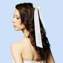 Bride to Be Embroidered Hair Bow, White and Blue Hair Bow, Bachelorette Party Decorations, Elegant Bridal Accessory, Bridesmaid Gift, Wedding Headband, Engagement Gift