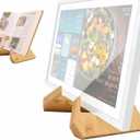 Solid Wood Calendar Stand for Skylight 15 Inch, Compatible with Skylight Calendar 2, Calendar Holder with 4 Non-Slip Silicone Pads, Supports Horizontal or Vertical Display.(Bamboo)