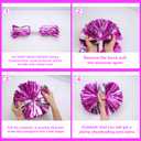 ERTOOE 4PCS Cheerleading Pom Poms with Baton Handle for Team Spirit Sports Dance Cheering for School Sports Games Dance Party