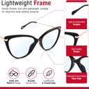 2 x Blue Light Glasses for Women - Anti-Eyestrain & UV Glare Protection, Perfect for Computer, Phone (Black)
