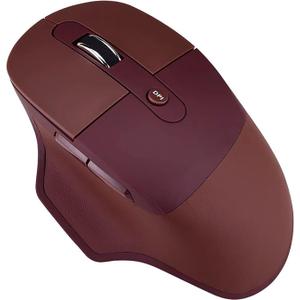 Lomiluskr Ergonomic 2.4G & Bluetooth Dual Mode Wireless Mouse with PU Cover, Soundless Keys, Candy Colors, Compatible with Notebook, PC, Tablet, Smartphone (Coffee)