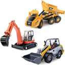 iPlay, iLearn Heavy Duty Construction Site Playset, Metal Dump Truck, Excavator Digger Backhoe, Tractor Bulldozer Diecast Vehicle, Outdoor Sandbox Car Toy, Birthday Gift 3 4 5 Year Old Boy Kid Toddler