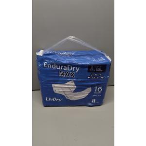 LivDry EnduraDry Max Adult Diapers with Tabs, Up to 12-Hours, Super Absorbent Incontinence Underwear, Leak Protection Briefs, Large, 16-Pack