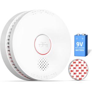SITERWELL Smoke Detector, 10 Year Product Life Fire Alarm with Magnetic Fastening Kit, Smoke Alarm with Photoelectric Sensor and Low Battery Warning Function for House, UL217-9th Listed, GS509A,1 Pack