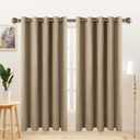 LORDTEX Linen Look Textured Blackout Curtains with Thermal Insulated Liner - Heavy Thick Grommet Window Drapes for Bedroom, 70 x 63 Inches, Tan, Set of 2 Panels